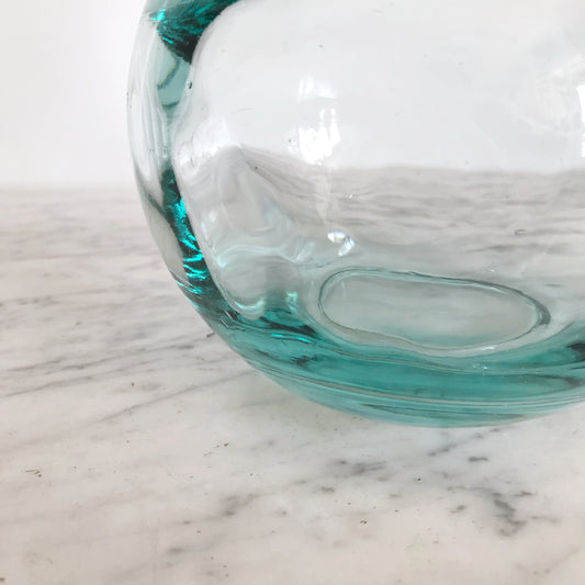 Vintage Blue Glass Jar with Cork Lid