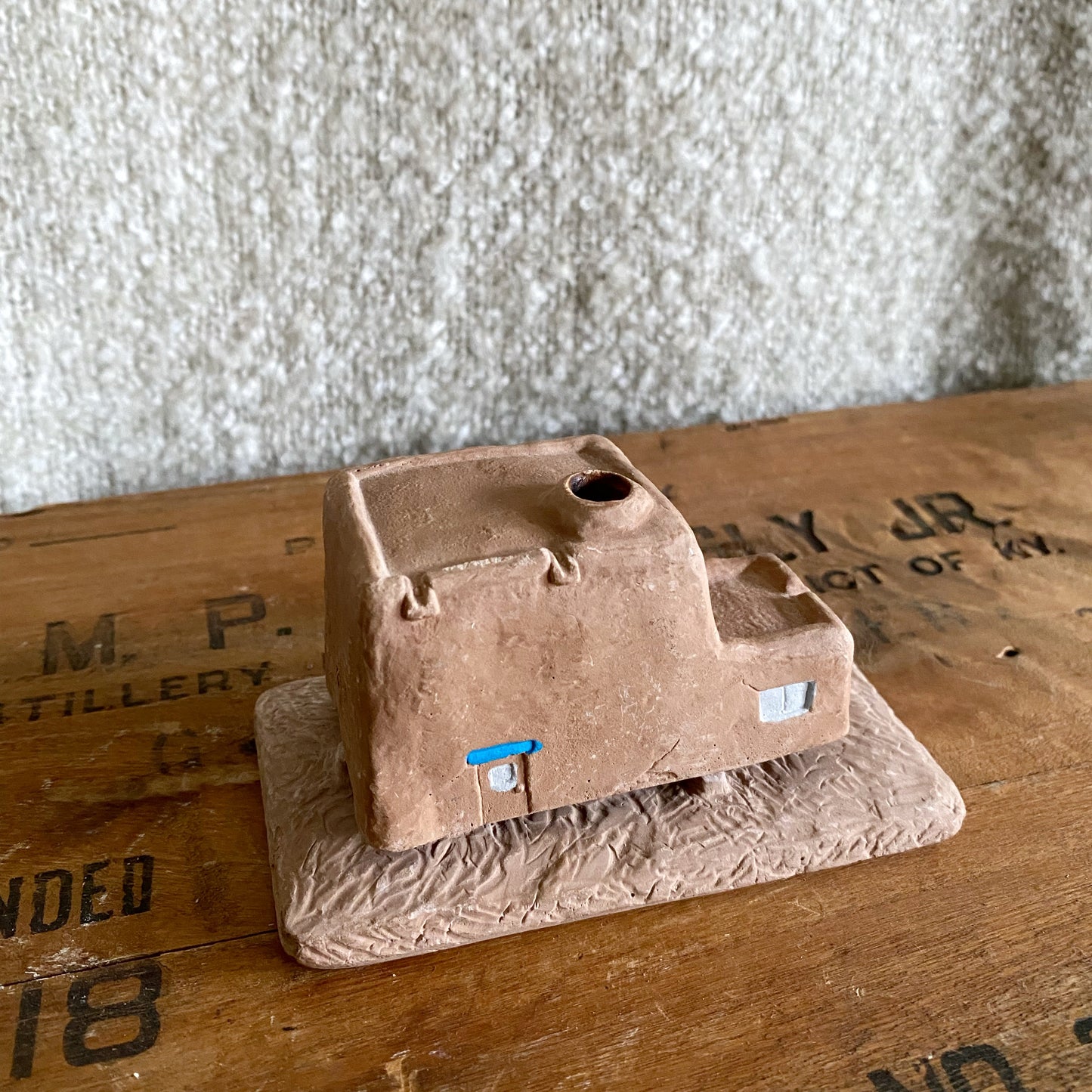 Found Clay House Cone Incense Burner