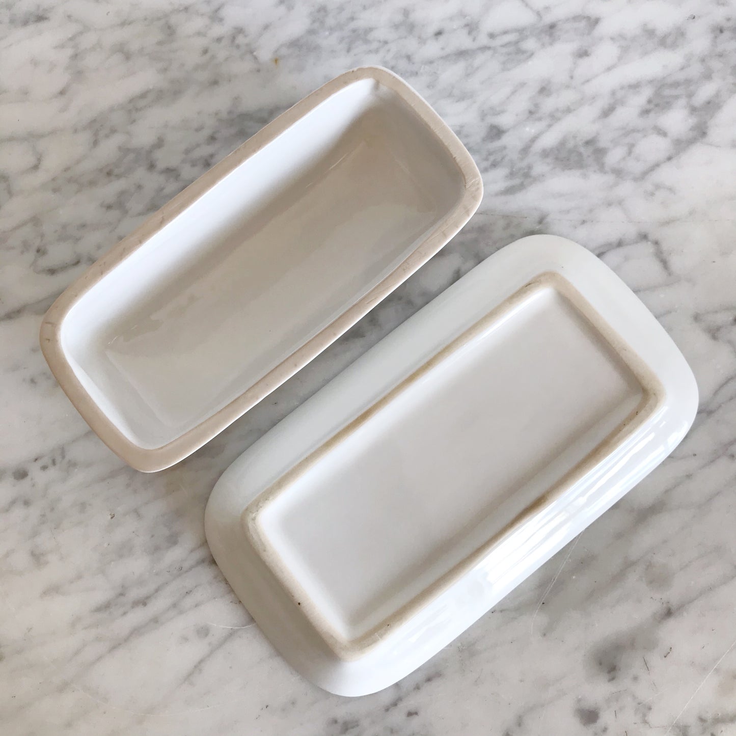 Covered White Ceramic Butter Dish