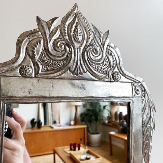 Vintage Pressed Tin Accent Mirror