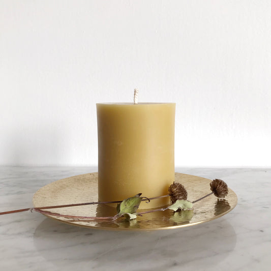 Vintage Hammered Brass Tray, 7.5"