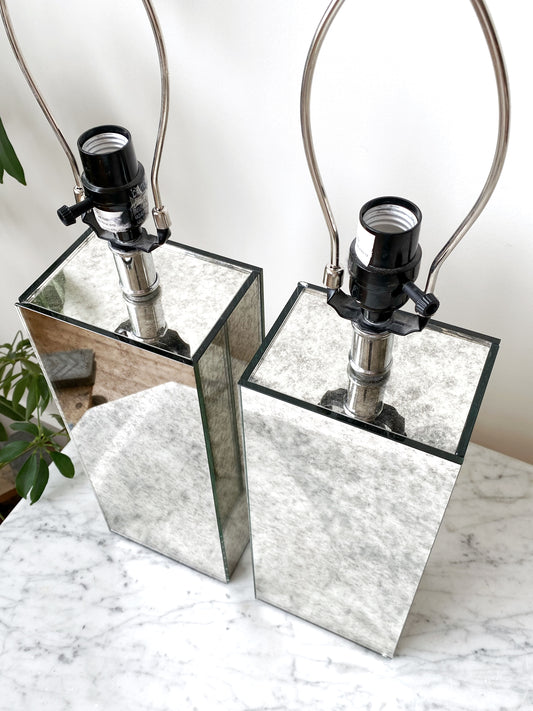 Pair of Sleek Marbled Glass Table Lamps