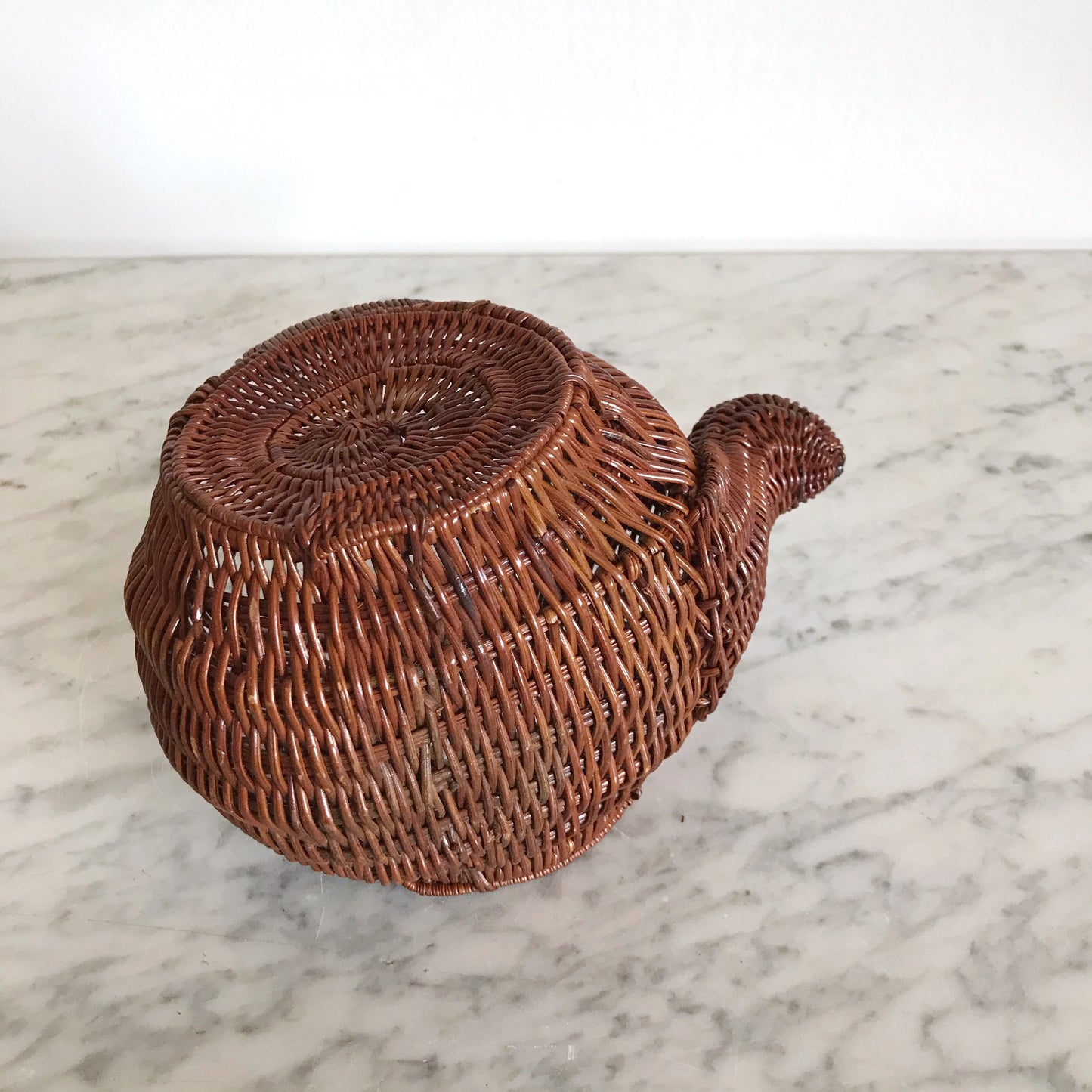 Vintage Wicker Snail Plant Holder