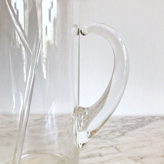 Extra Tall Vintage Glass Pitcher & Stir Stick