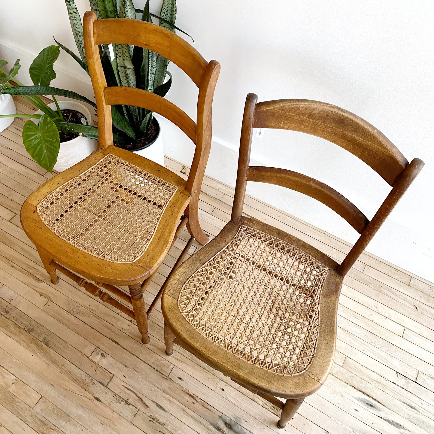 Vintage Wooden Chair with Cane Seat, Single