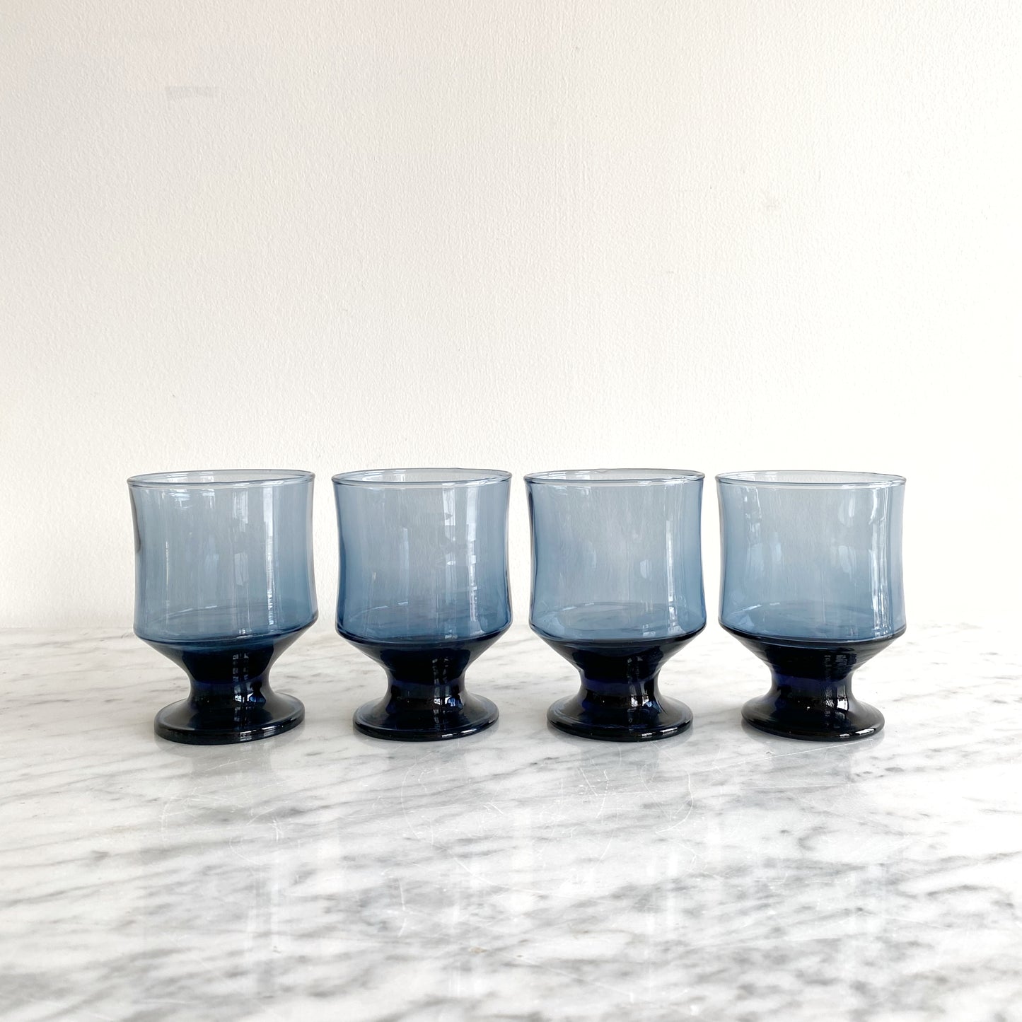 Set of 4 Vintage Blue Sapphire Glasses, Choose Style