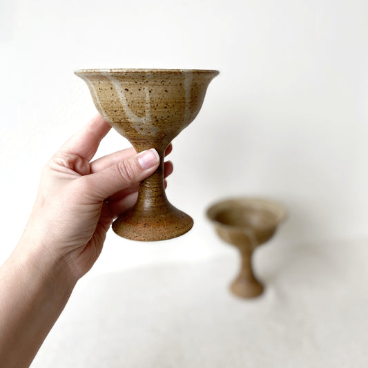 Pair of Vintage Pottery Goblets