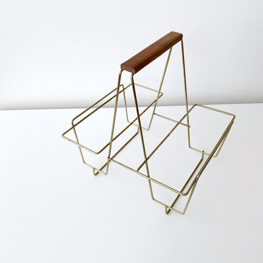 Vintage Wire Caddy with Wooden Handle