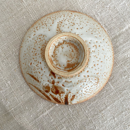 Found Pottery Footed Dish, 5.25"