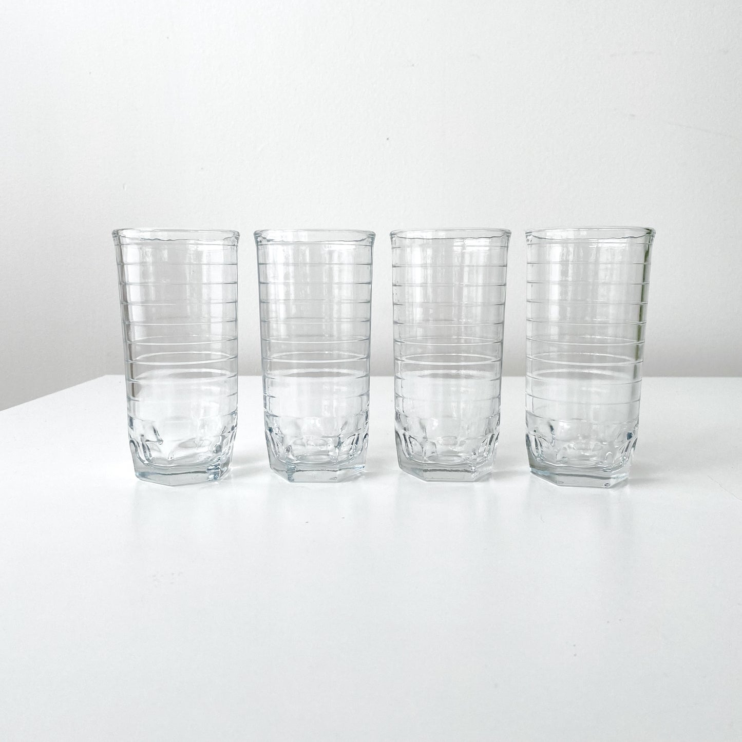 Set of 4 Vintage Striped Water Glasses