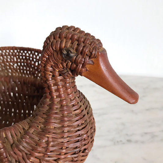 Vintage Wicker Duck Plant Holder