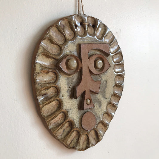 Vintage Stoneware Face, Wall Hanging