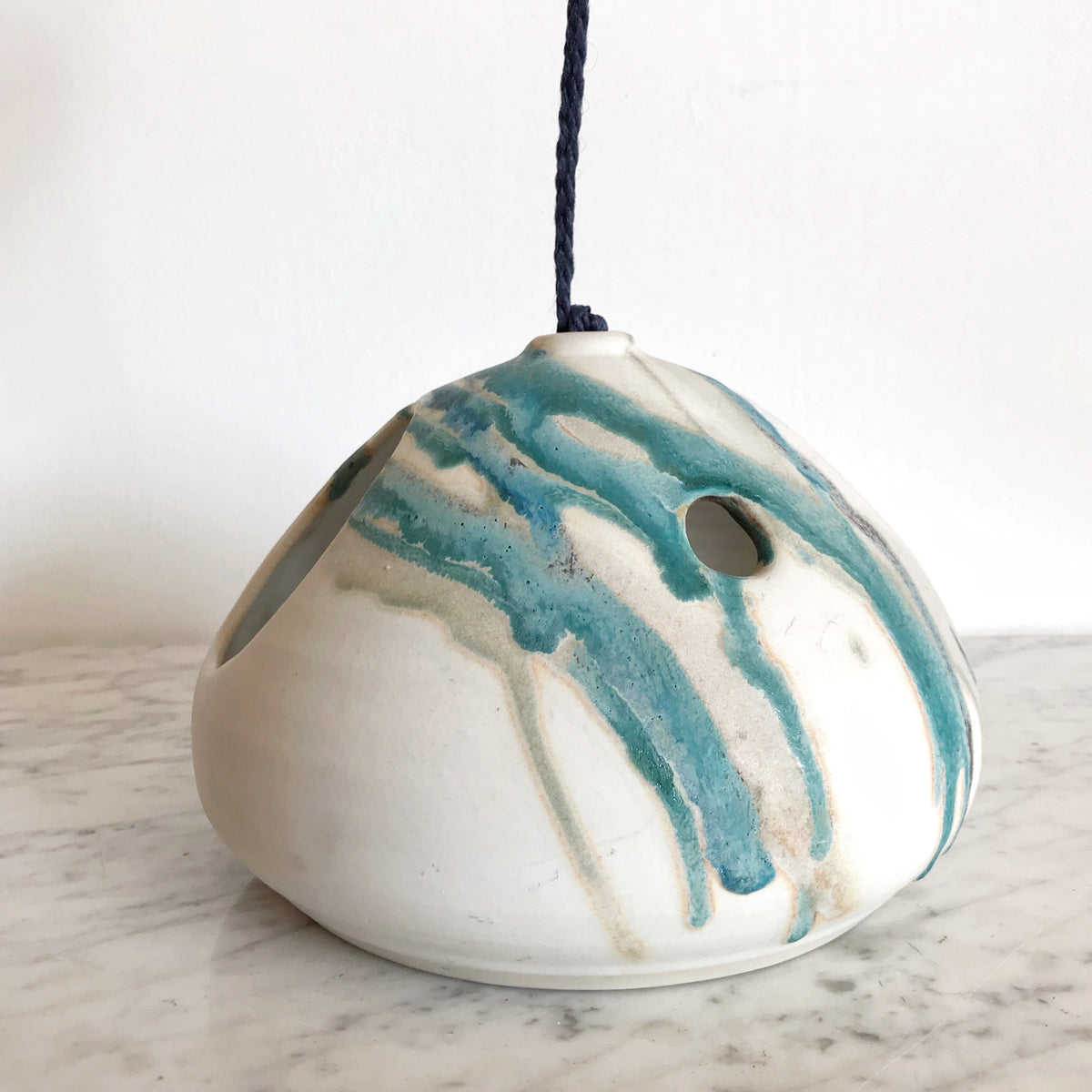 Vintage Hanging Ceramic Bird Feeder