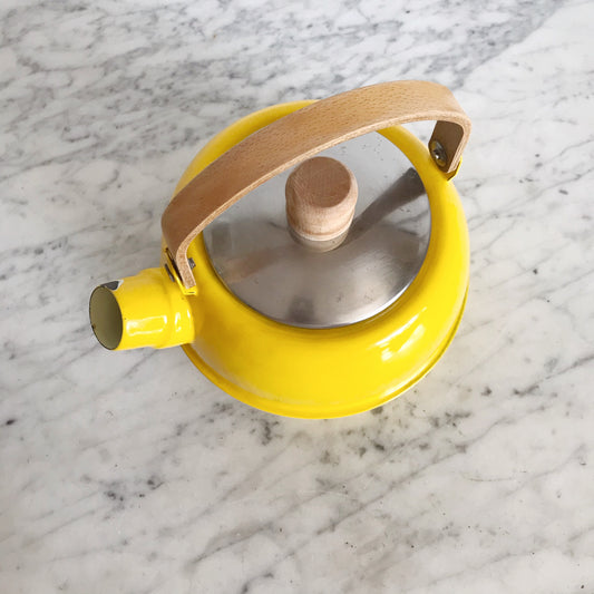 Vintage Yellow Enamel Kettle