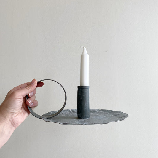 XL Galvanized Chamberstick Candle Holder