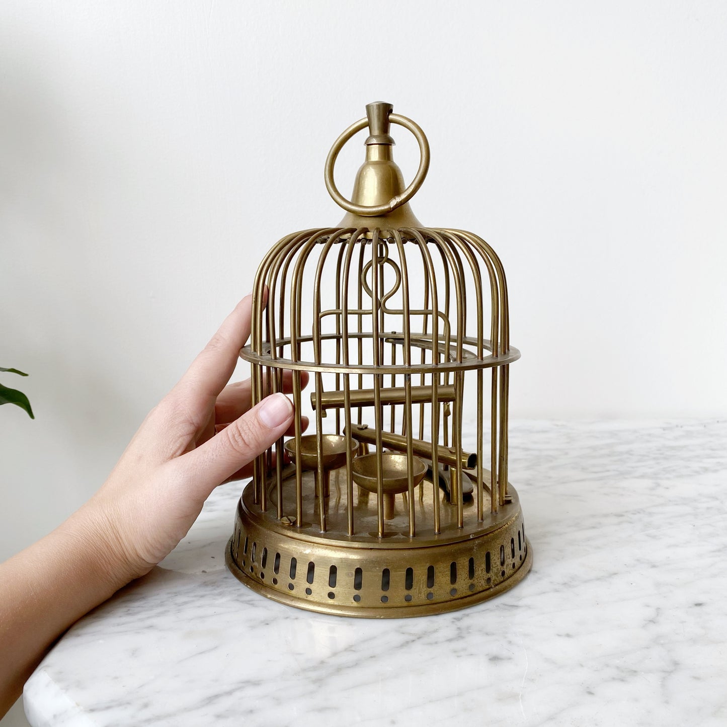 Vintage Mid-Century Brass Bird Cage, 9.25”