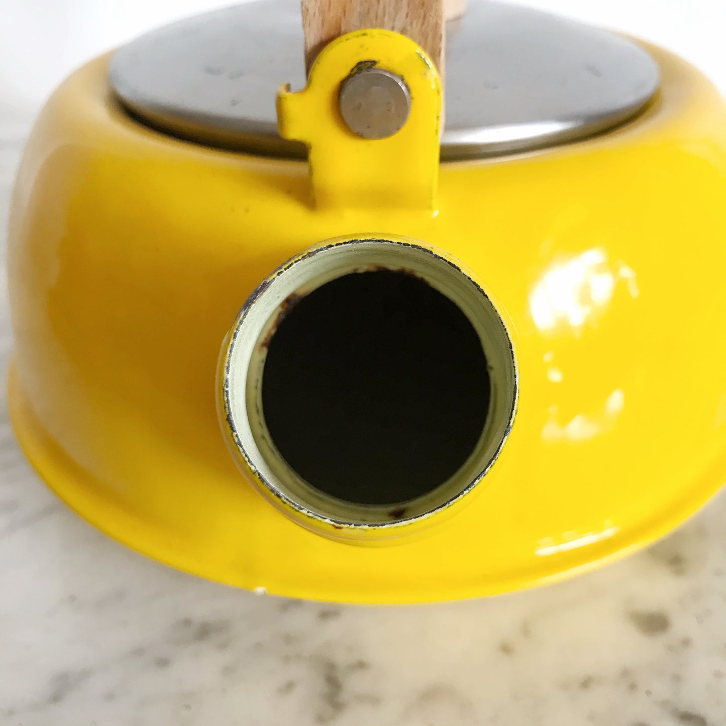 Vintage Yellow Enamel Kettle