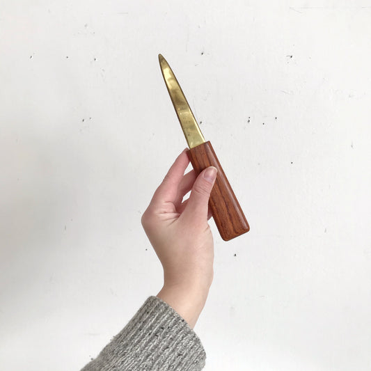 Vintage Teak + Gold Letter Opener