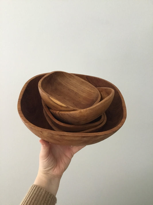 MCM Teak Serving Bowl Set