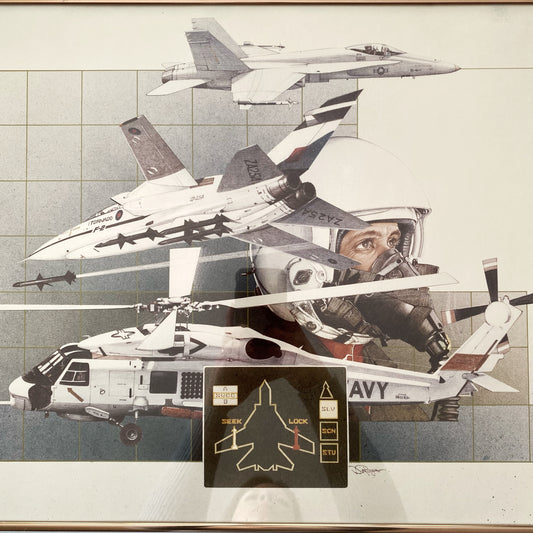Vintage Framed Navy Airplane Poster