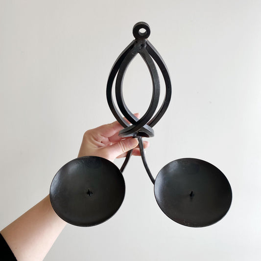 Vintage Twisted Iron Double Candle Sconce