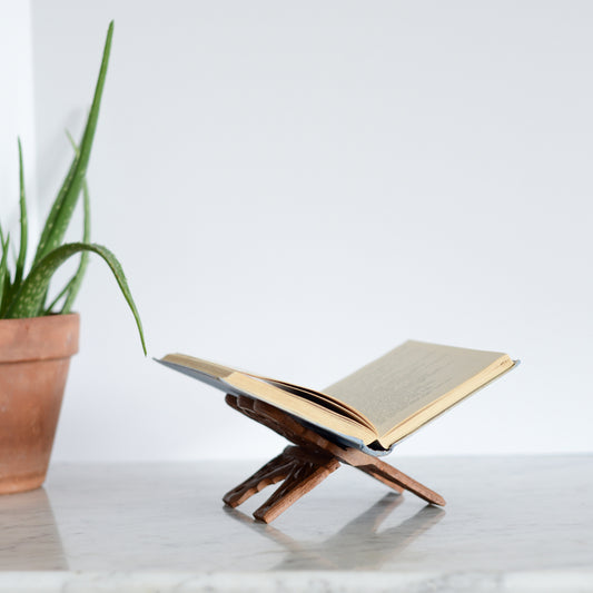 Small Carved Wood Book Stand