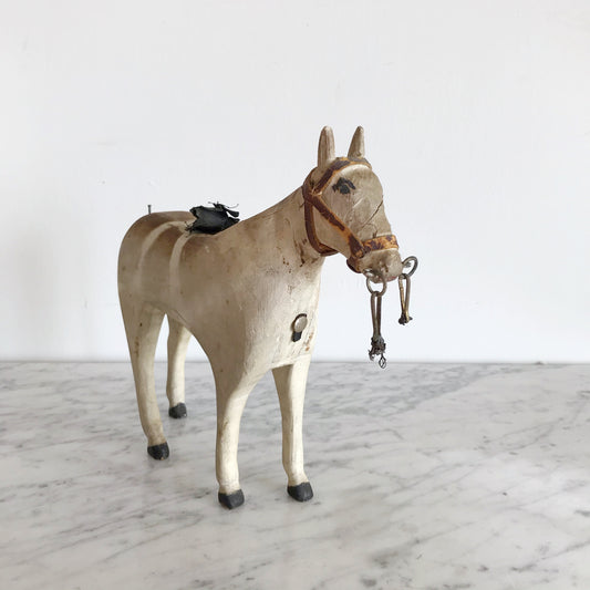Vintage Folk Art Wooden Horse Sculpture