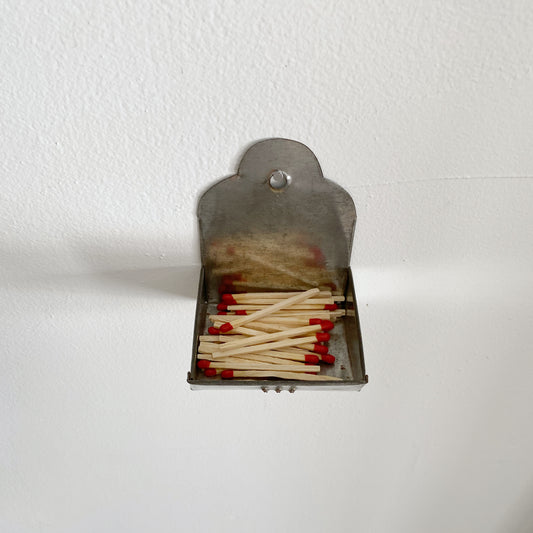 Small Vintage Metal Match Holder