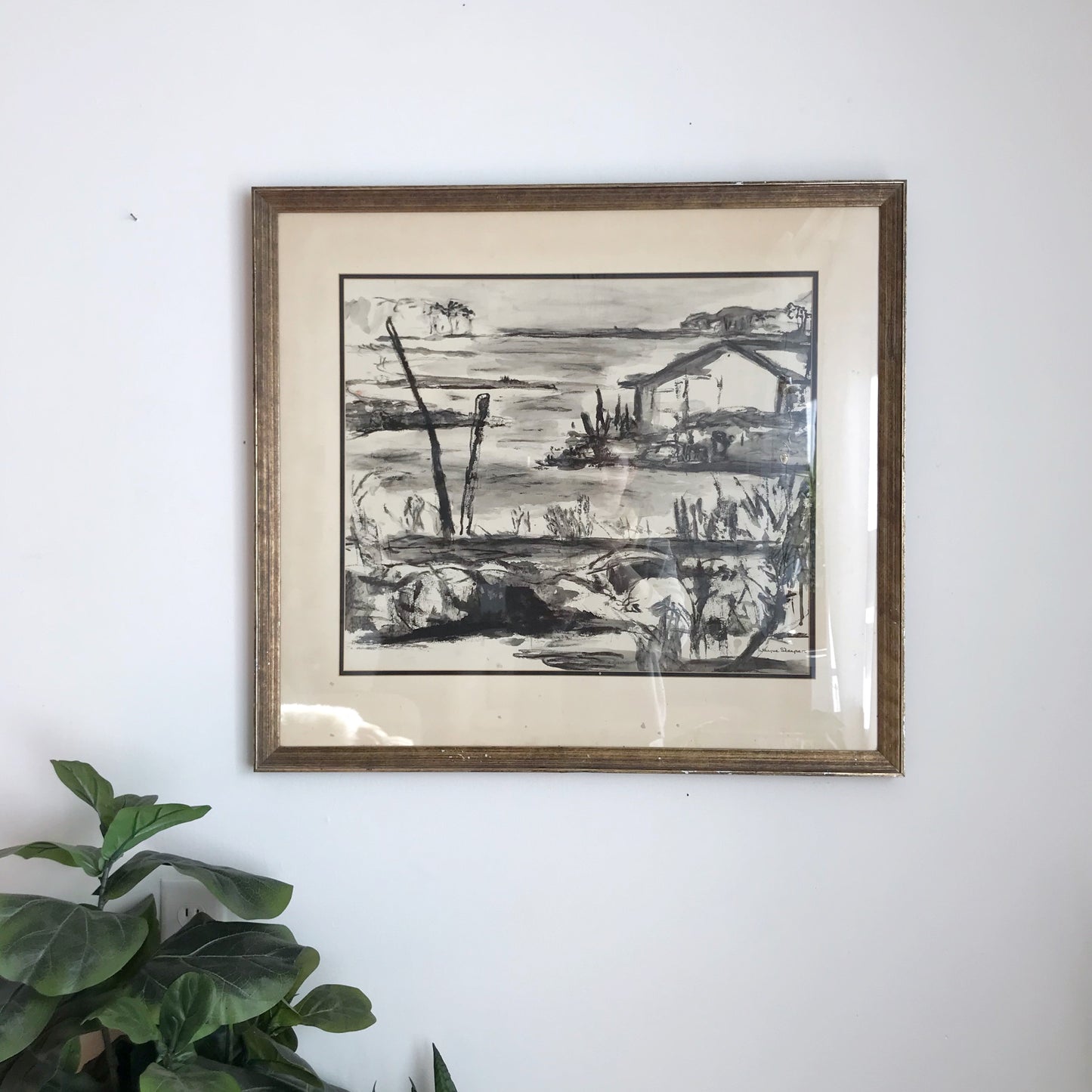 Large-Scale Framed Original Pastel on Paper (28 x 26)