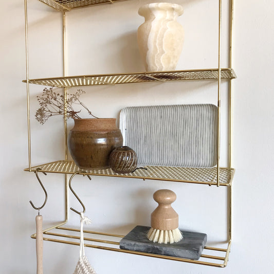 Vintage Gold Wire Shelving Rack