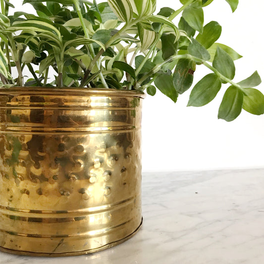 Vintage Cylinder Brass Planter
