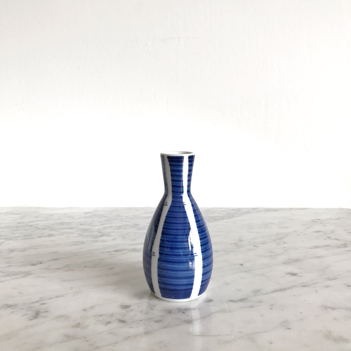 Blue + White Striped Bud Vase, Japan