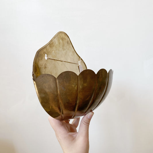 Vintage Brass Scalloped Wall Pocket