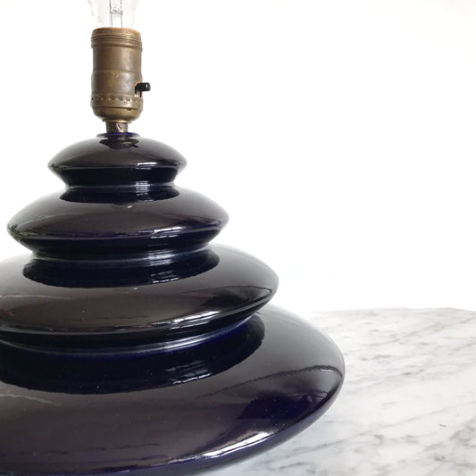 Sculptural Mid-Century Ceramic Lamp, Midnight Blue