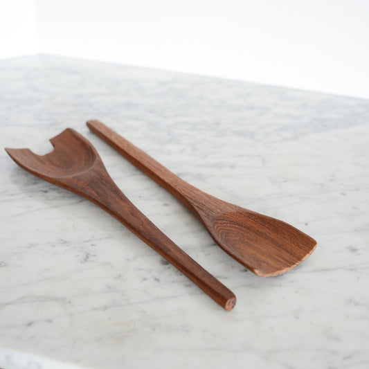 Pair of Wood MCM Serving Utensills