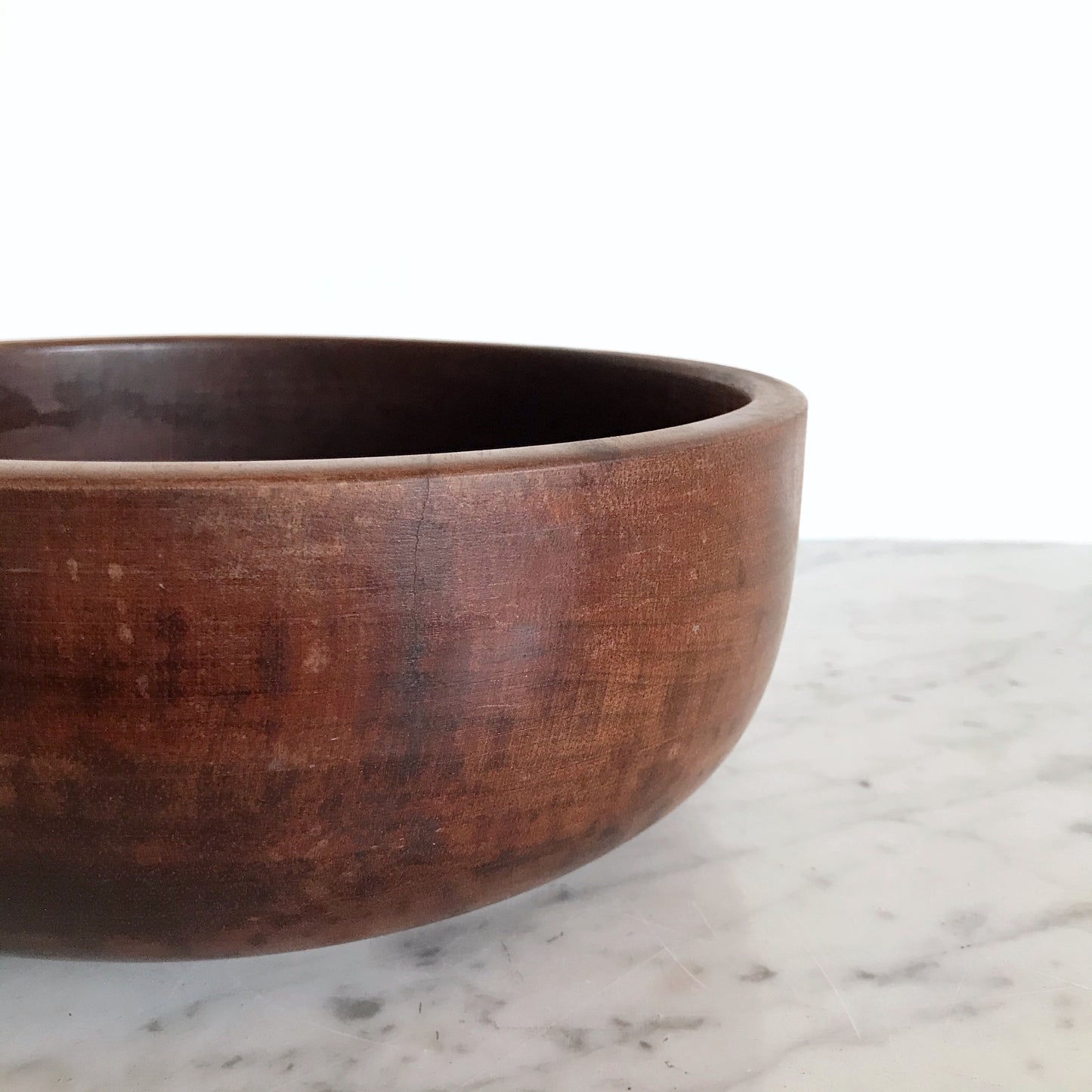 Vintage Turned Wood Serving Bowl, 10”