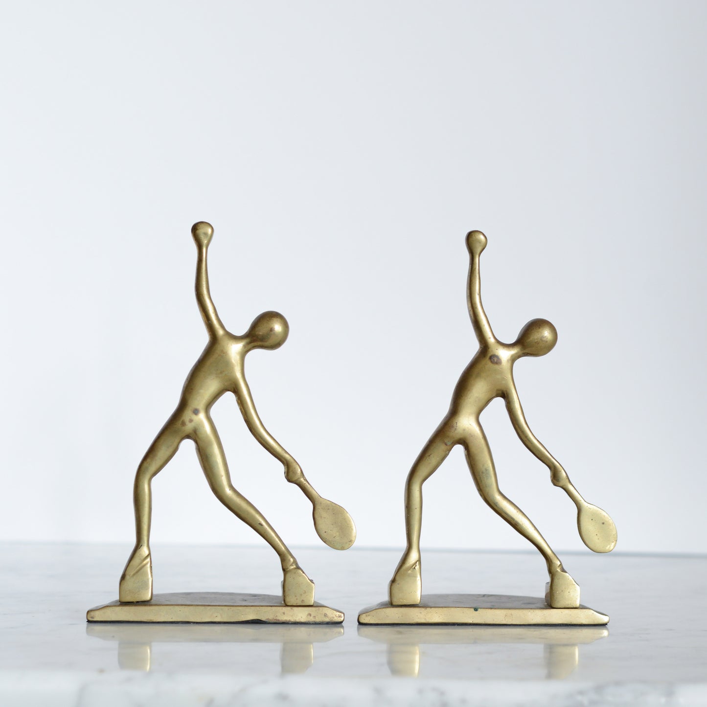 Vintage Brass Tennis Bookends