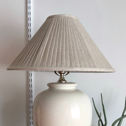 PAIR of XL Vintage Ceramic Lamps with Pleated Shades