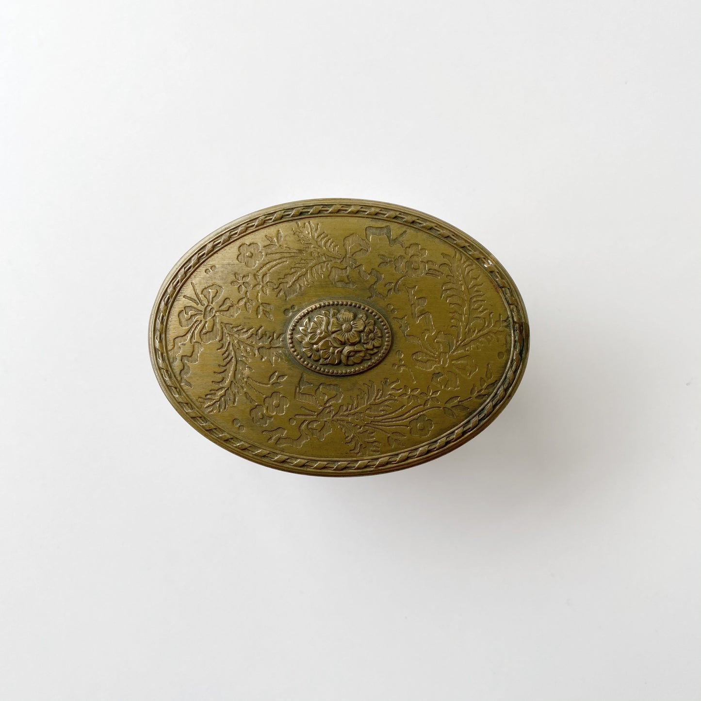 Vintage Victorian Glass Vanity Jar with Brass Lid