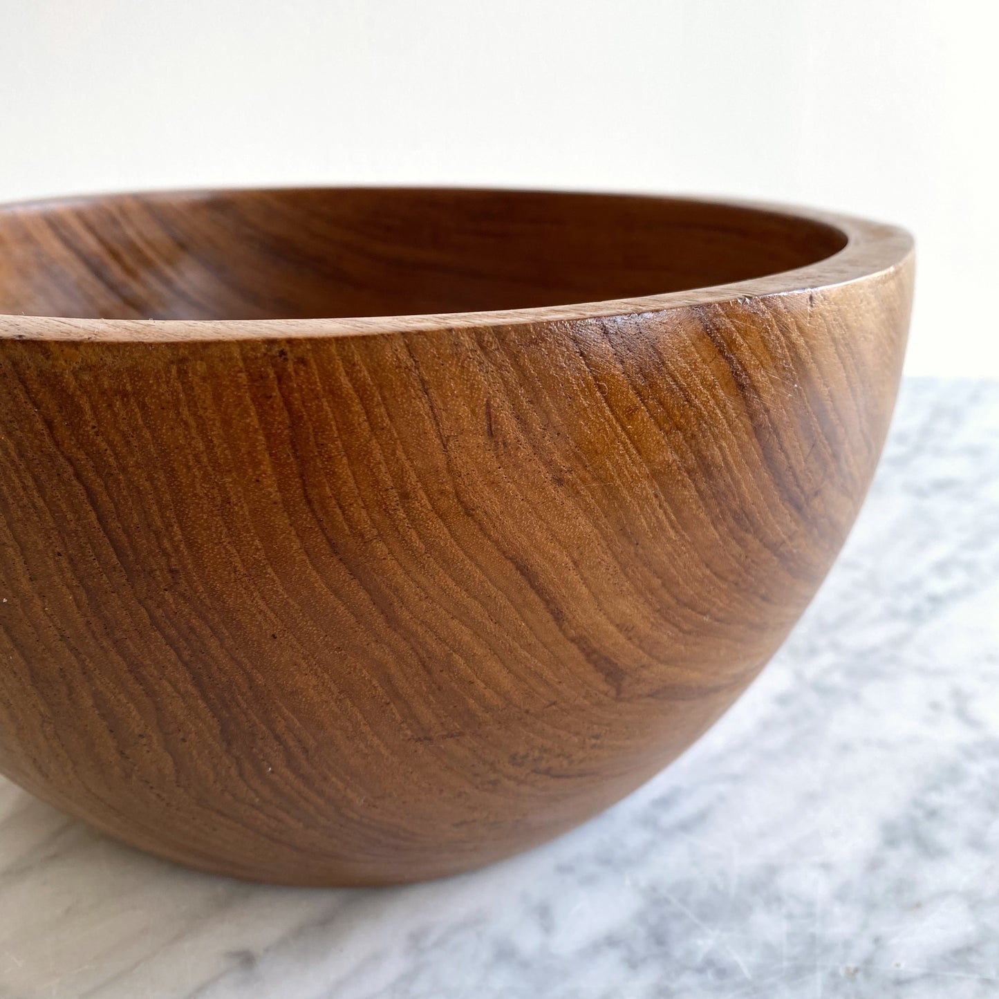 Large Vintage Wood Serving Bowl, 10"
