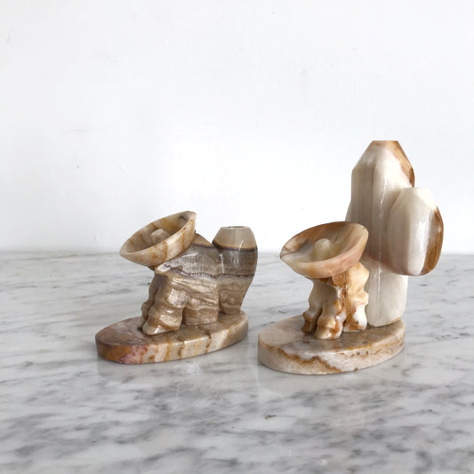 Vintage Onyx Figures / Dried Flower Vase