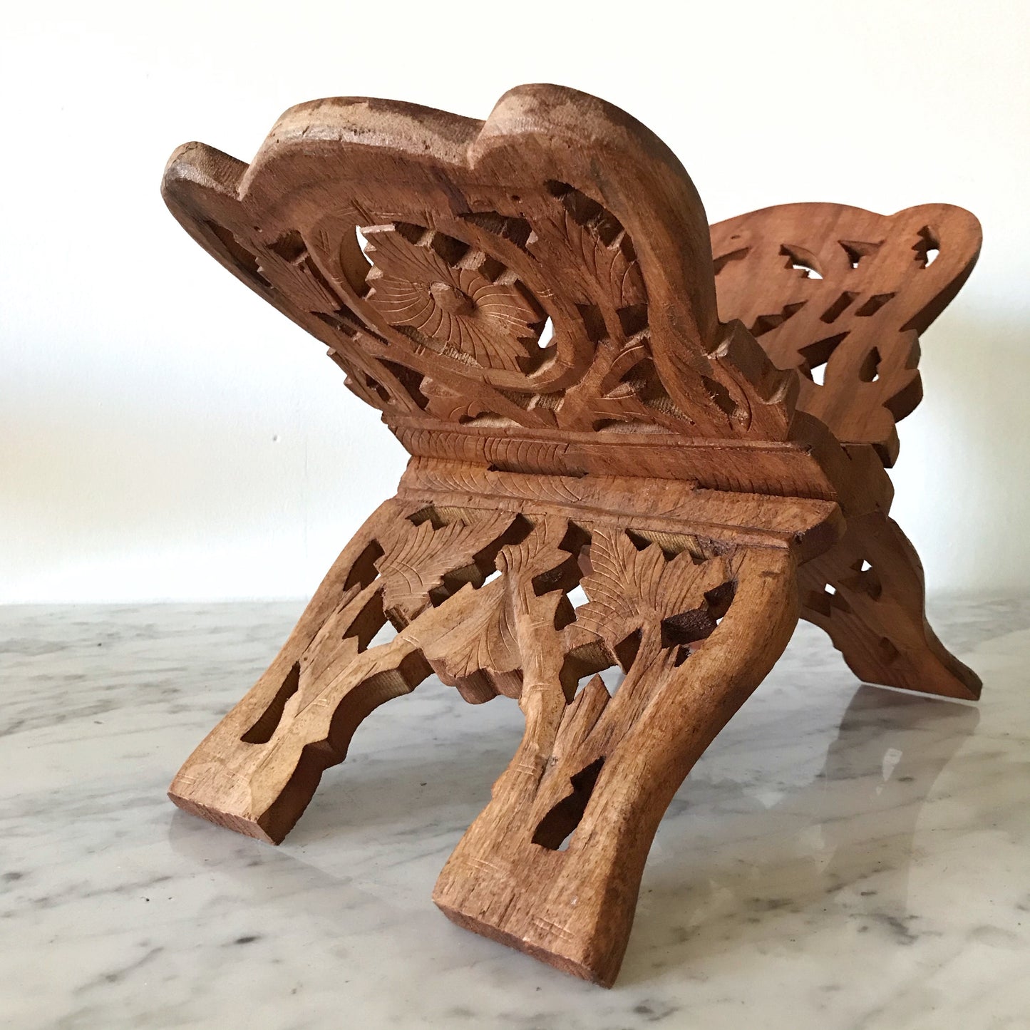 Vintage Carved Wood Book Stand