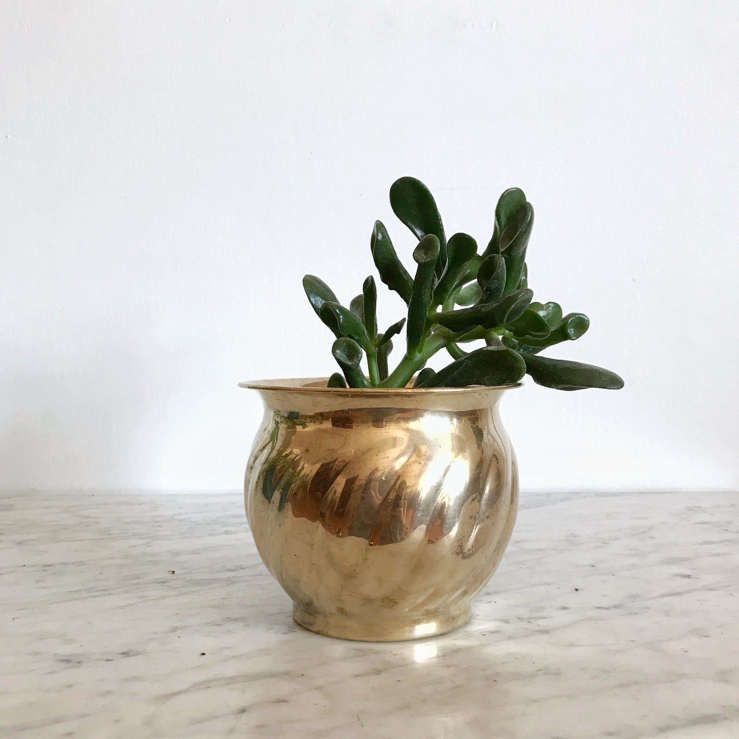 Vintage Brass Planter with Swirled Pattern