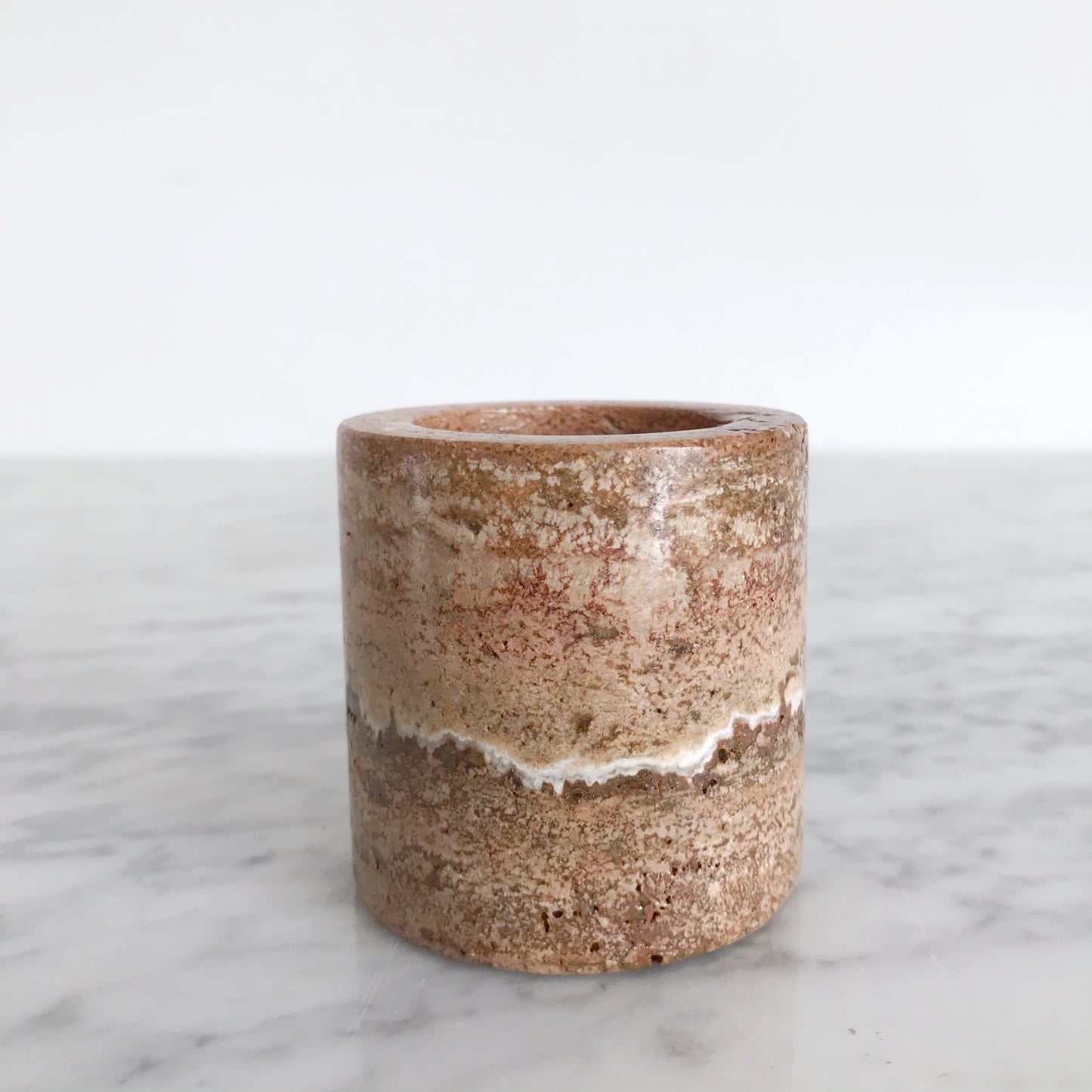 Natural Brown Marble Candle Holder