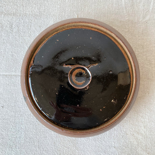 Large Vintage Stoneware Lidded Dish