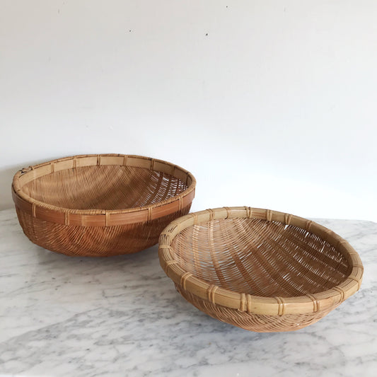 Pair of Vintage Wicker Basket Bowls