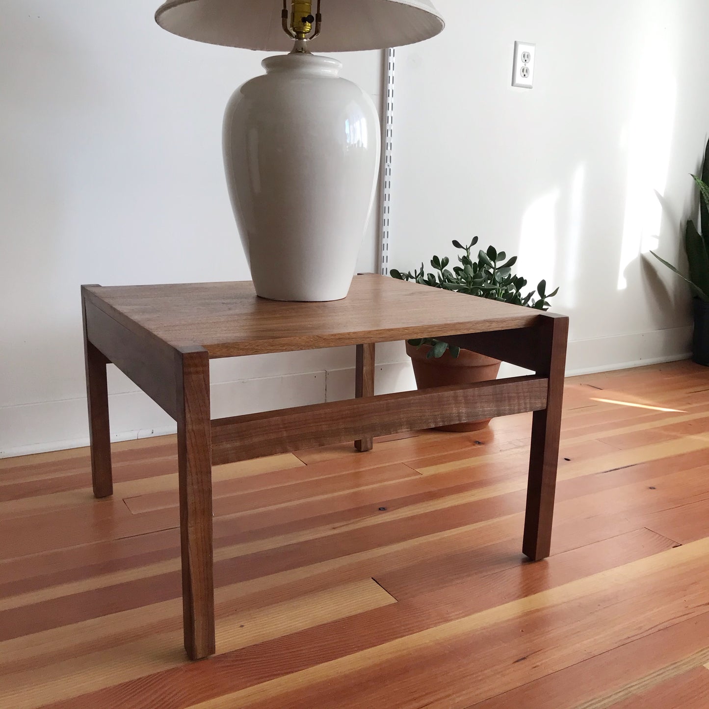 Vintage Square Walnut End Table, 24 x 24