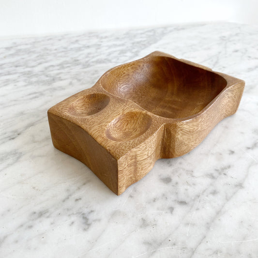 Carved Wood Owl Dish