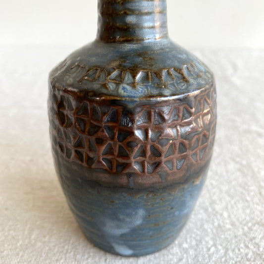 Vintage Textured Stoneware Bud Vase