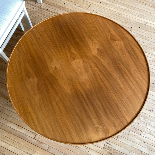Round Walnut and Steel Coffee Table